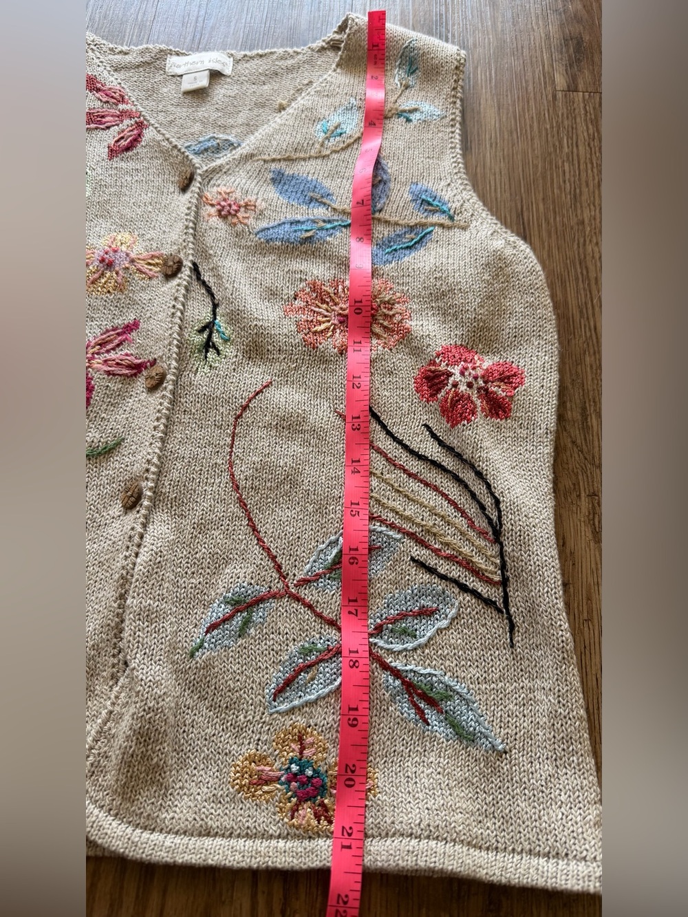 Colorful Embroidered Botanical Knit Sweater Vest - Size Small - Picture 13 of 15